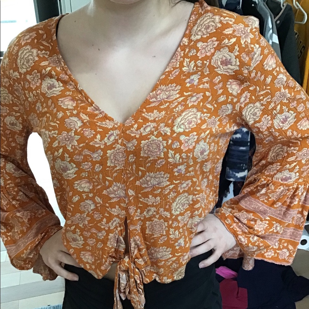 Orange floral long sleeve